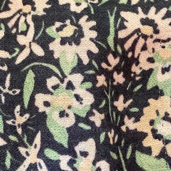 Lucky Brand Blue Floral Puff Sleeve Dress Size Small Self Tie Tassels Boho Style - Picture 8 of 9